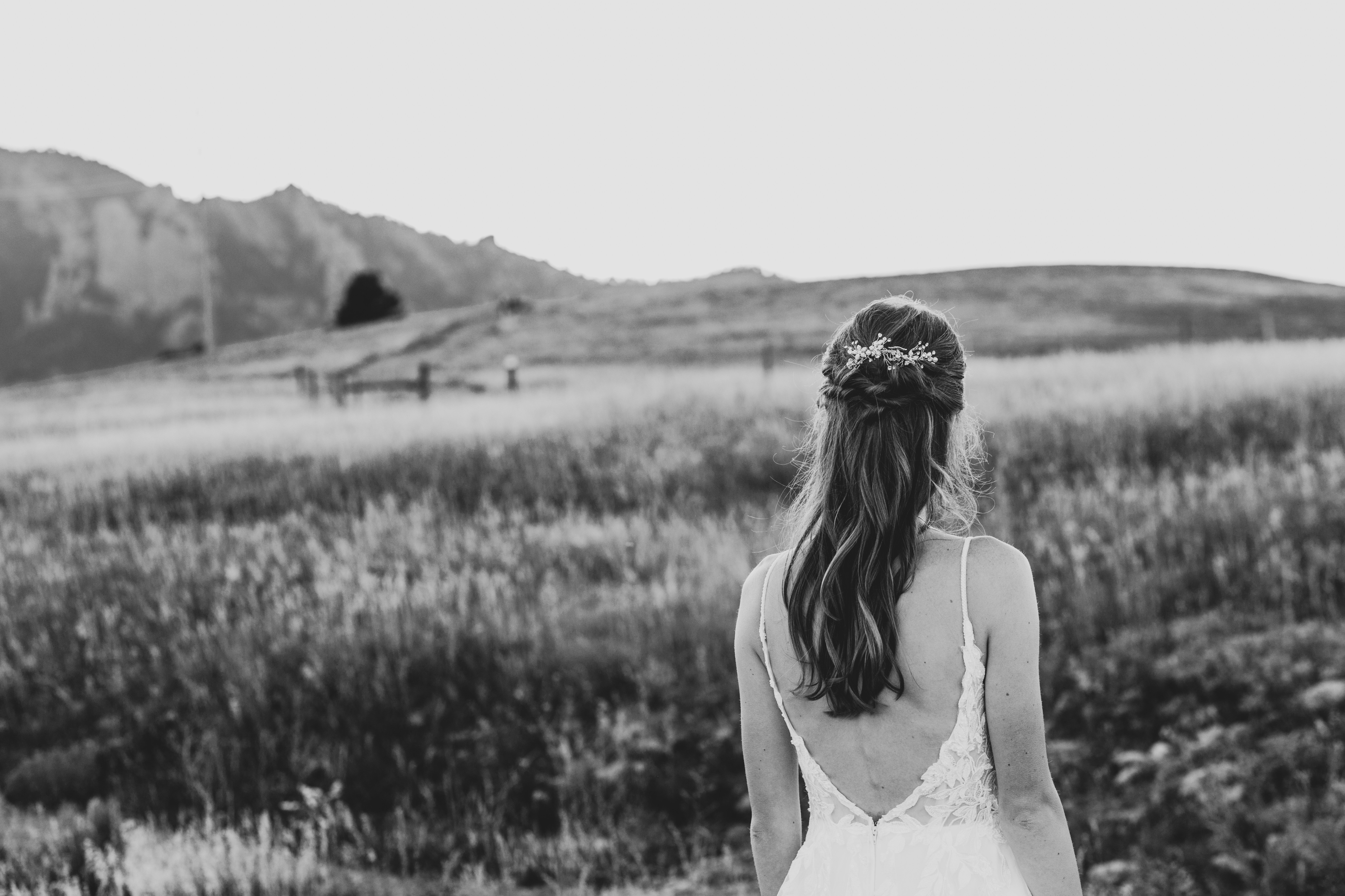 a person looking at a field