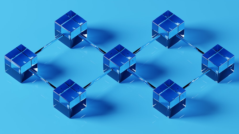 a group of blue cubes