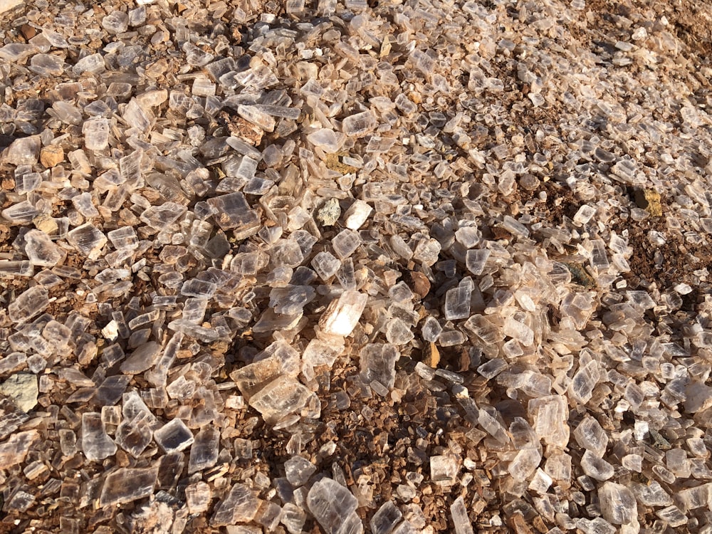 a large pile of small rocks