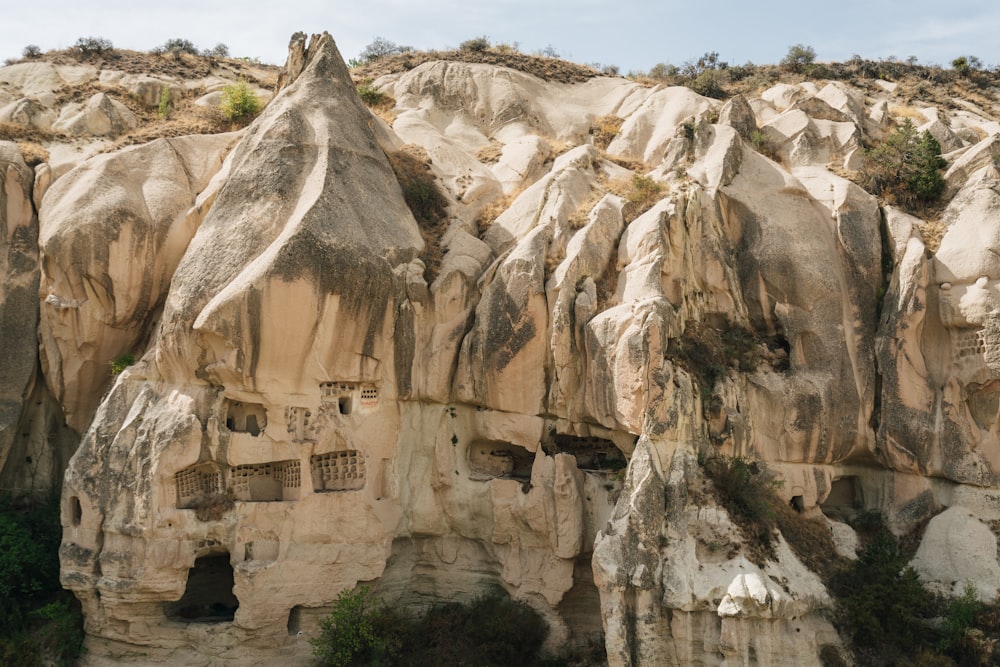 a large rock cliff