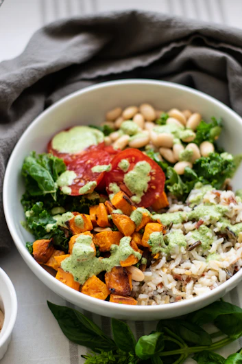 a bowl of rice and vegetables
