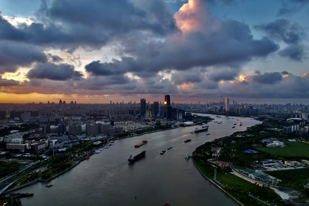 a city with a river running through it