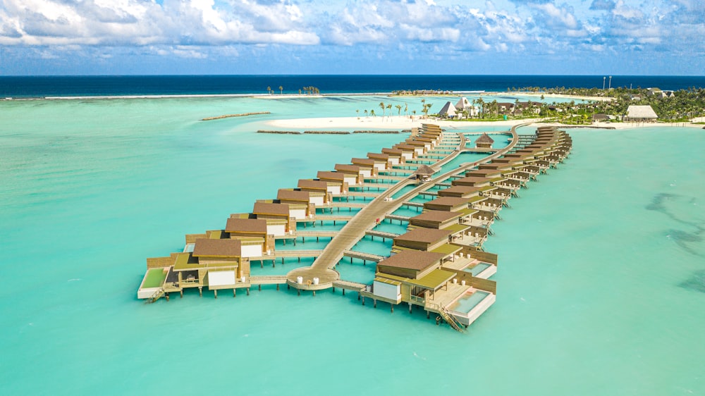 a large building on a beach