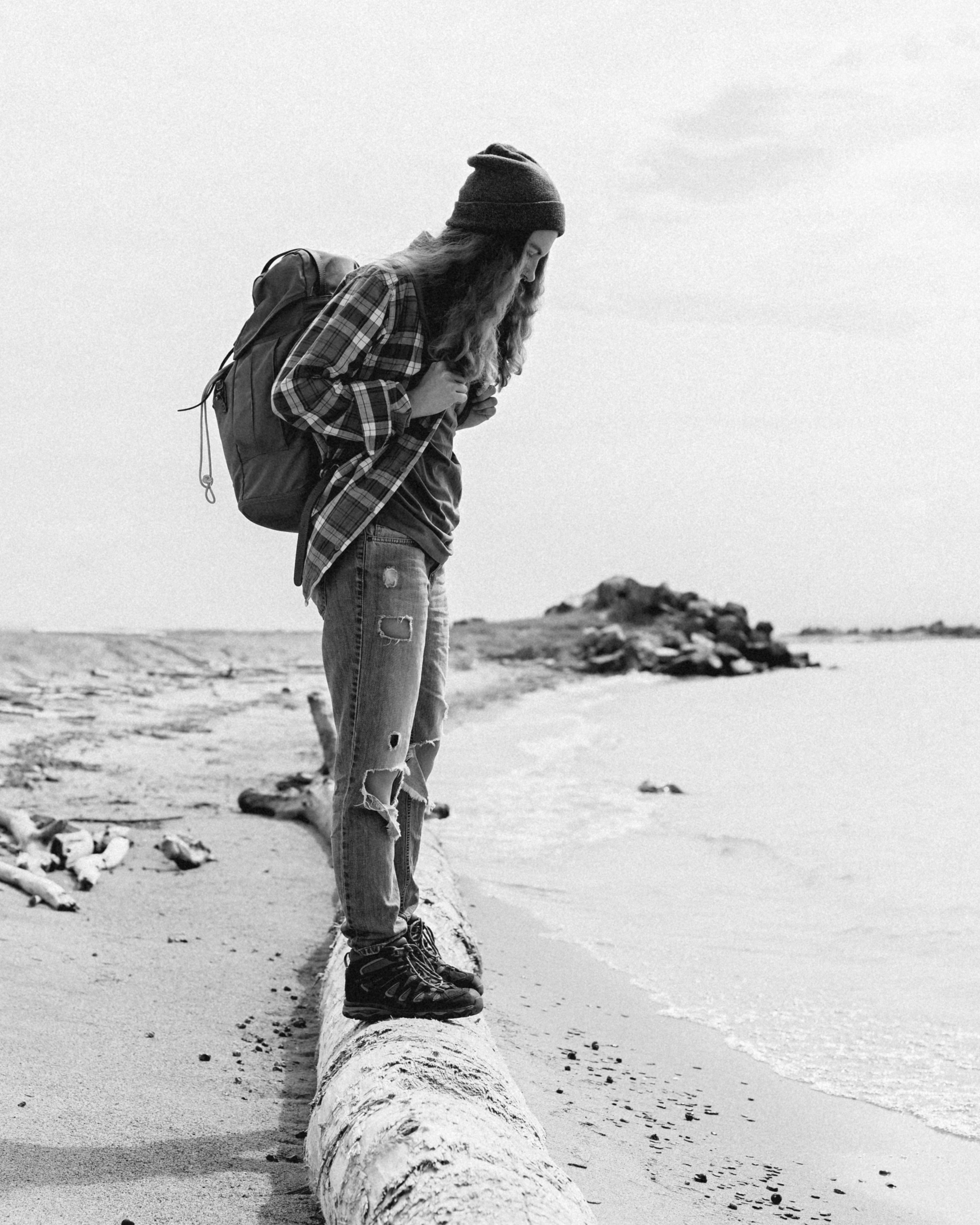 a person walking on a beach