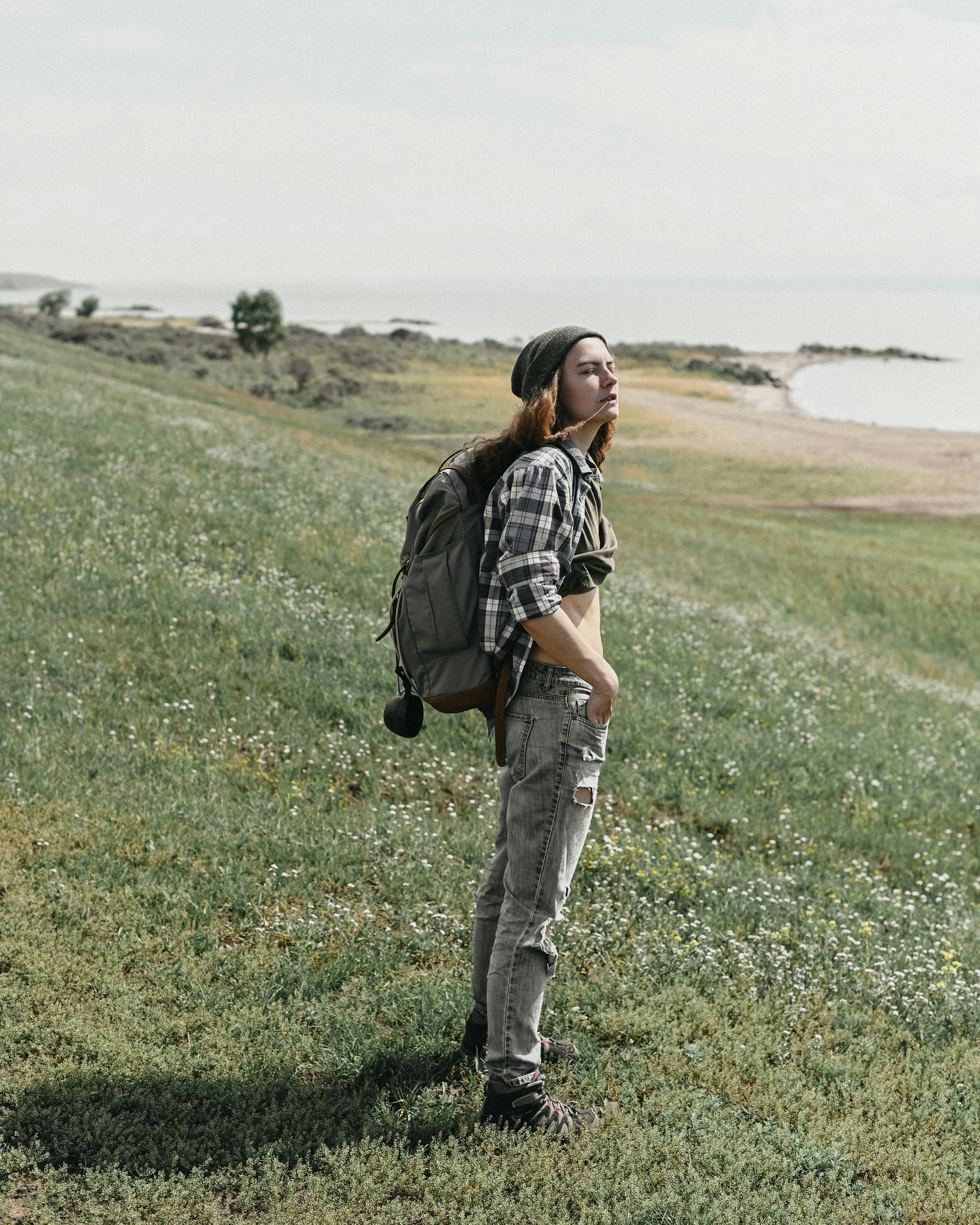 a man standing in a field