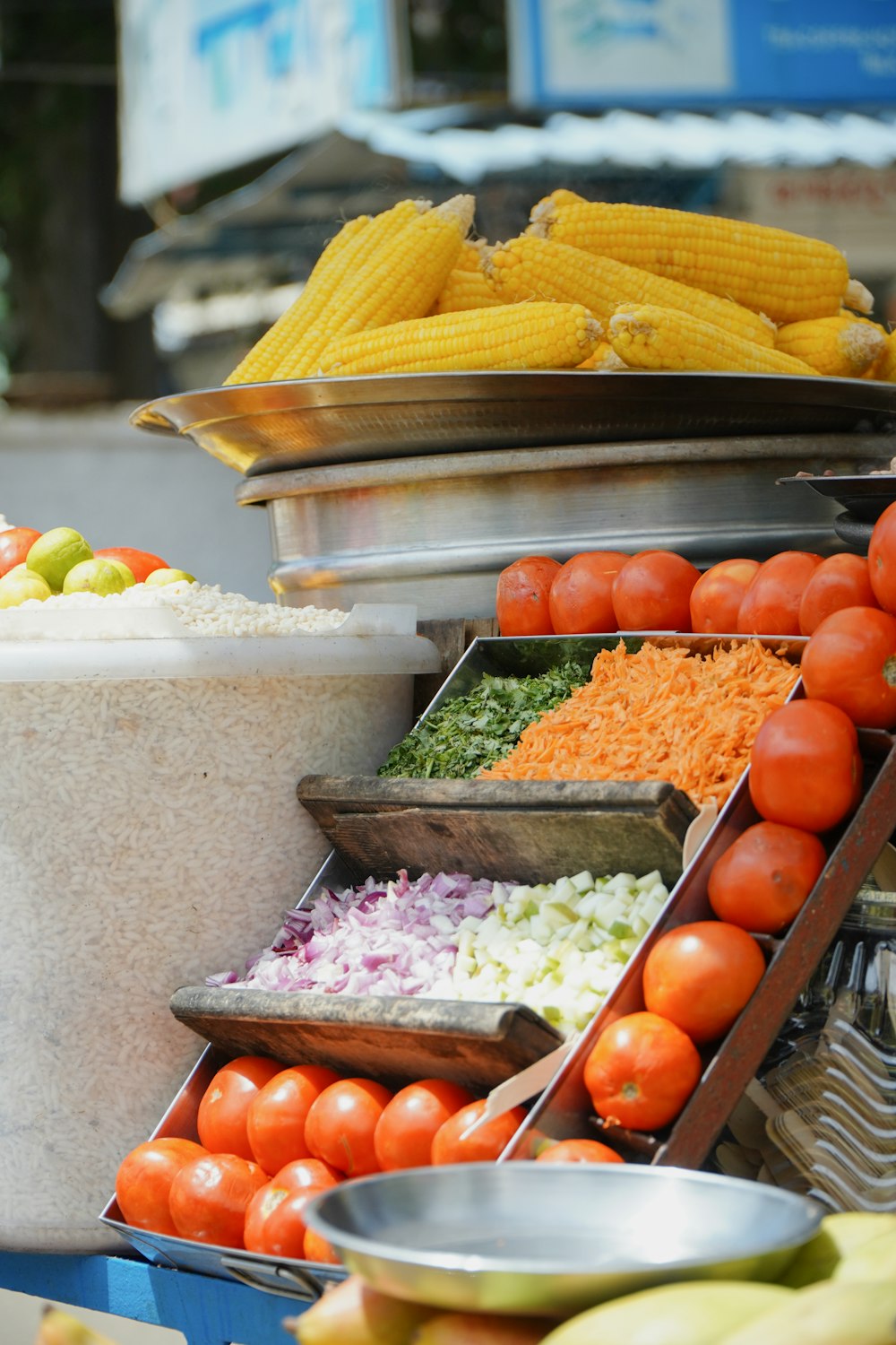 a group of vegetables in baskets