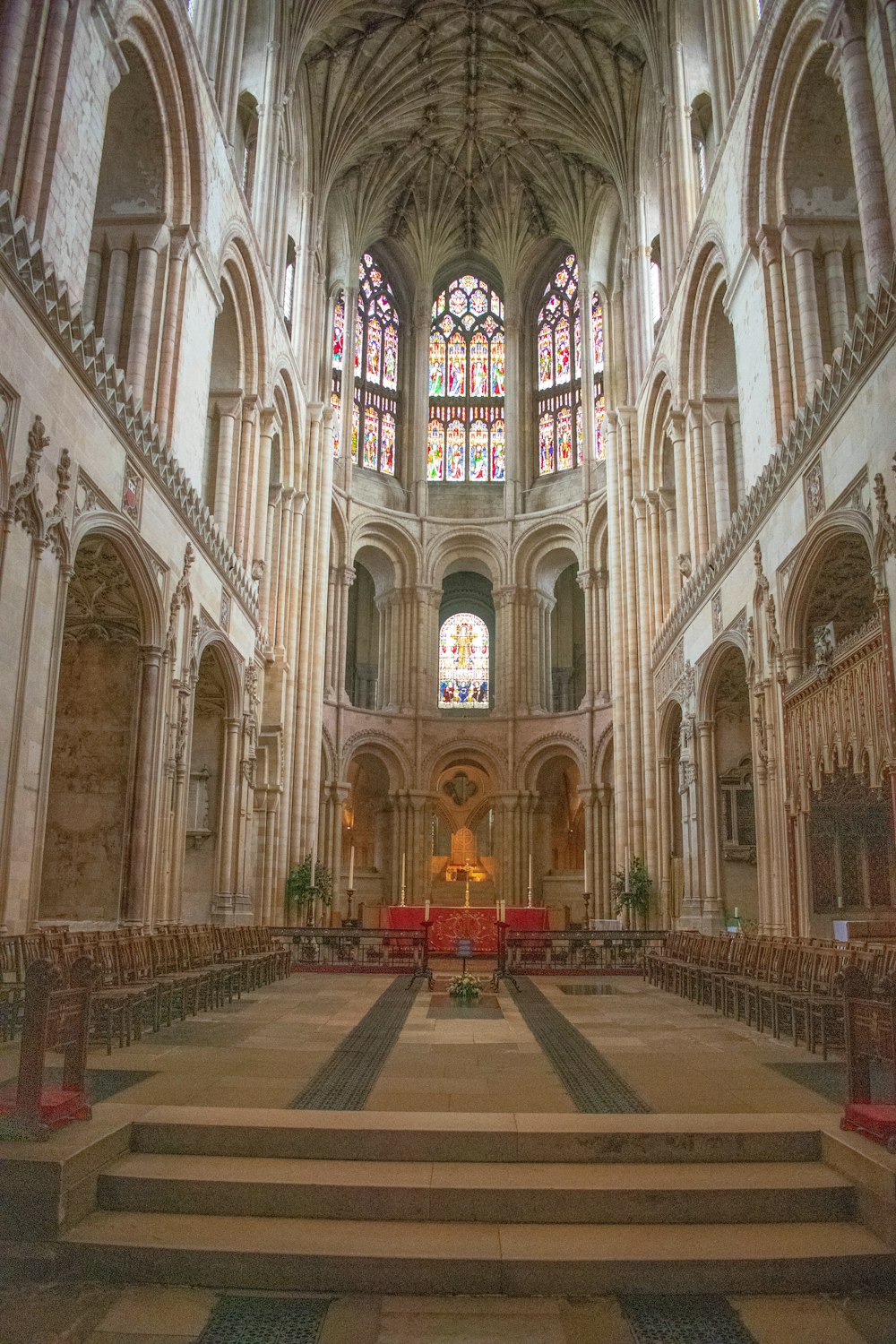 a large cathedral with stained glass windows