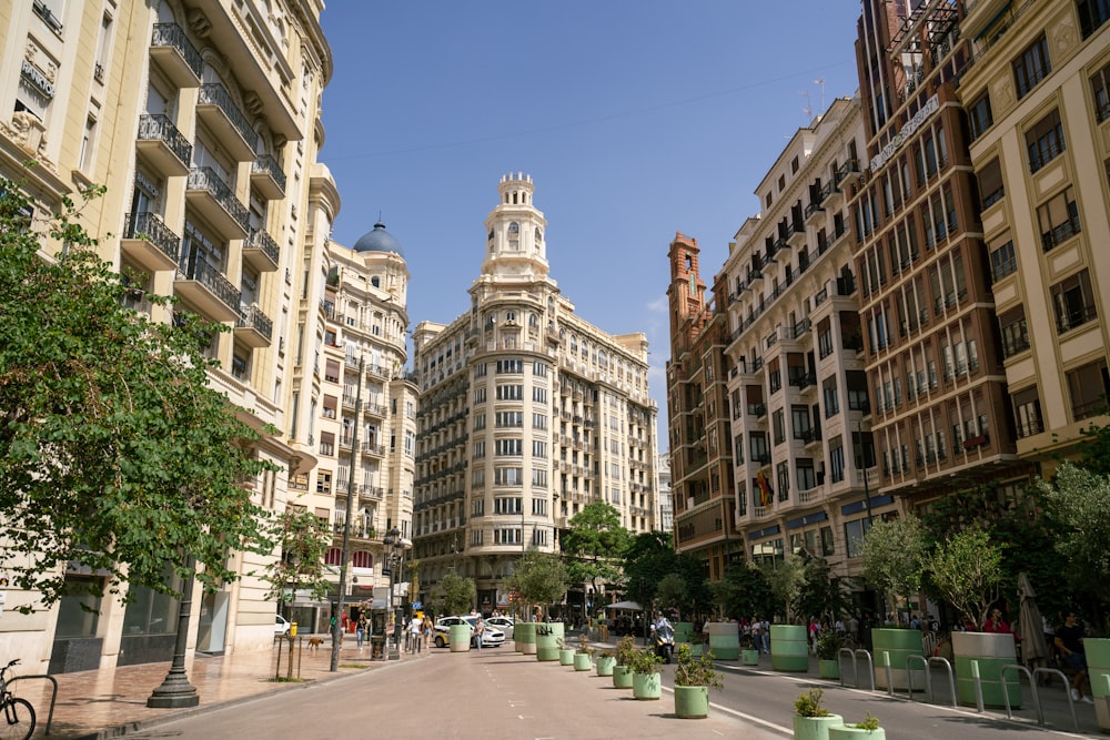 a street with buildings on either side