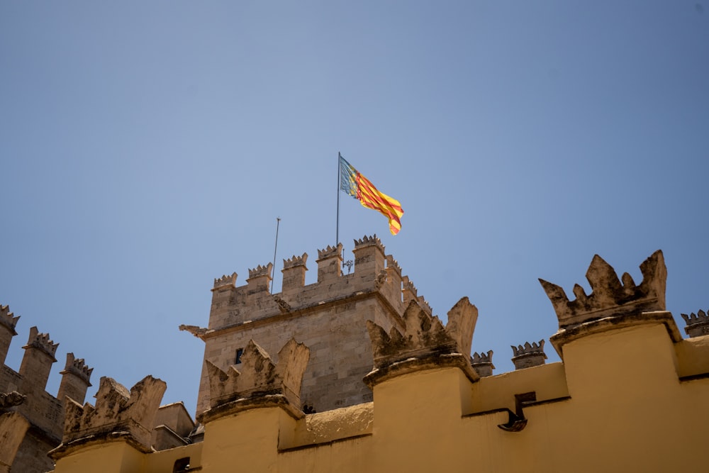 a flag on top of a building