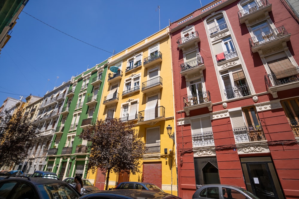 a row of multi-story buildings