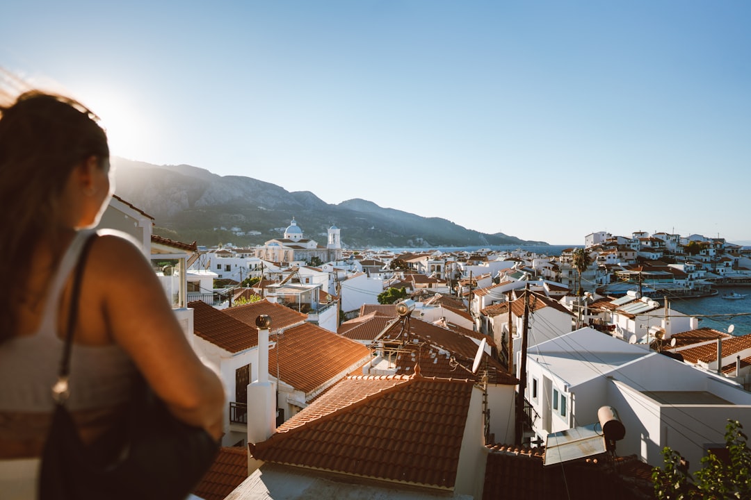 a person looking out over a city,