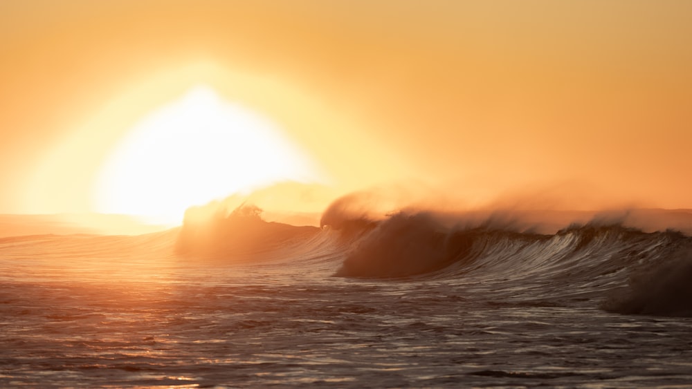 waves crashing on a beach