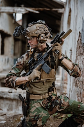 a soldier holding a gun