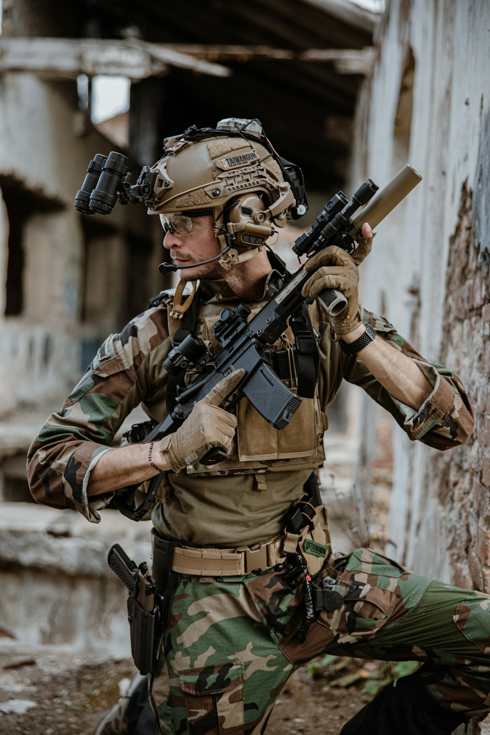 a soldier holding a gun