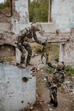 a few soldiers in a building