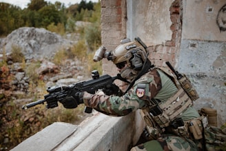 a soldier holding a gun
