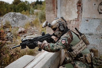 a soldier holding a gun