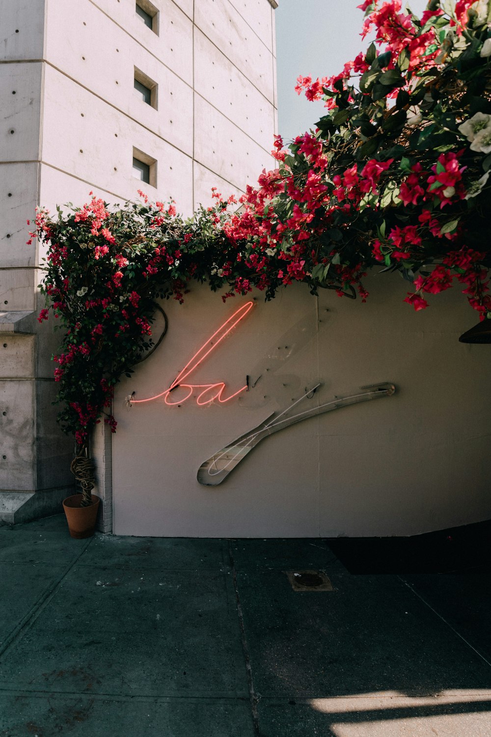 a planter with flowers on it