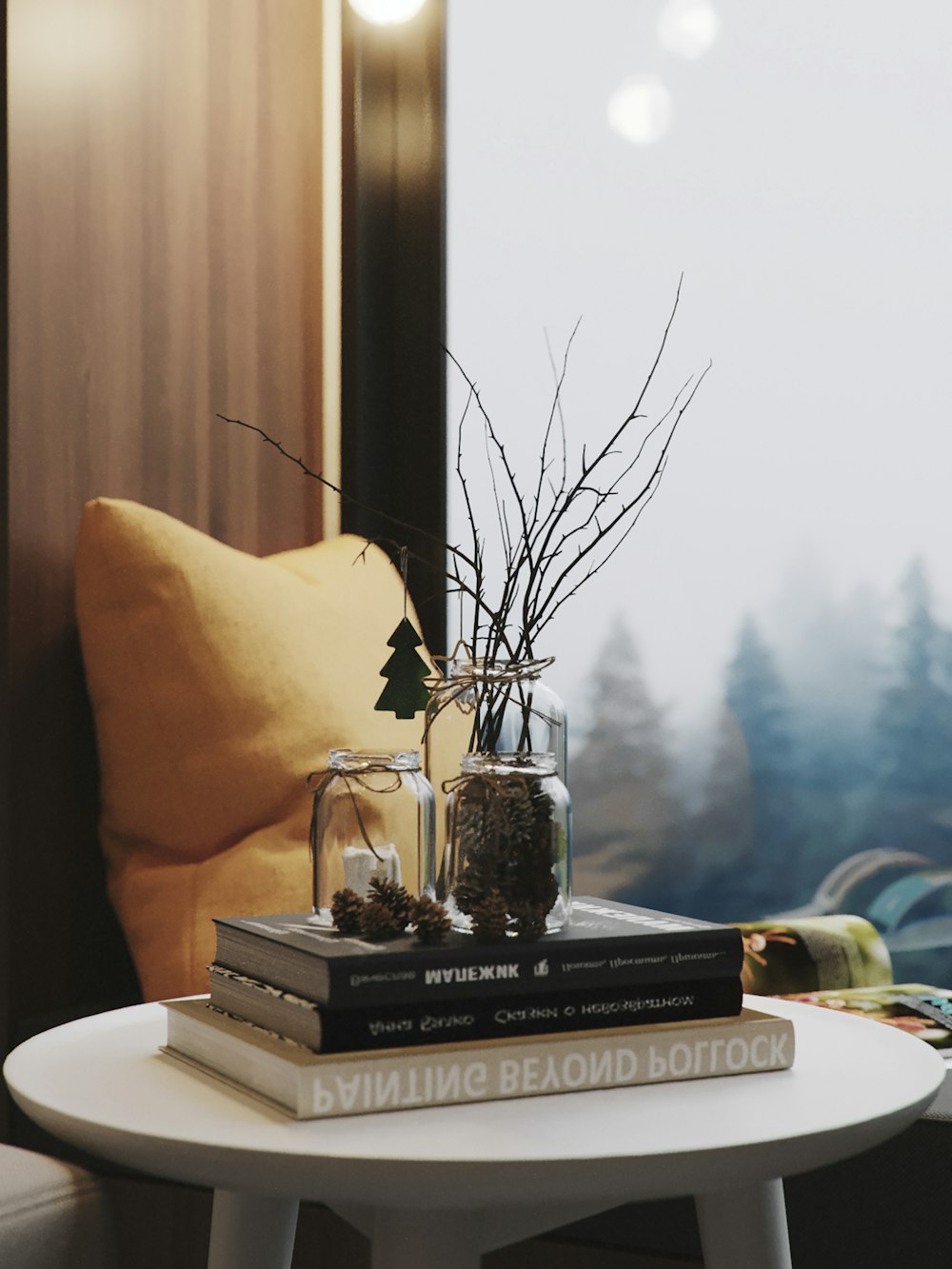 a vase with flowers on a table