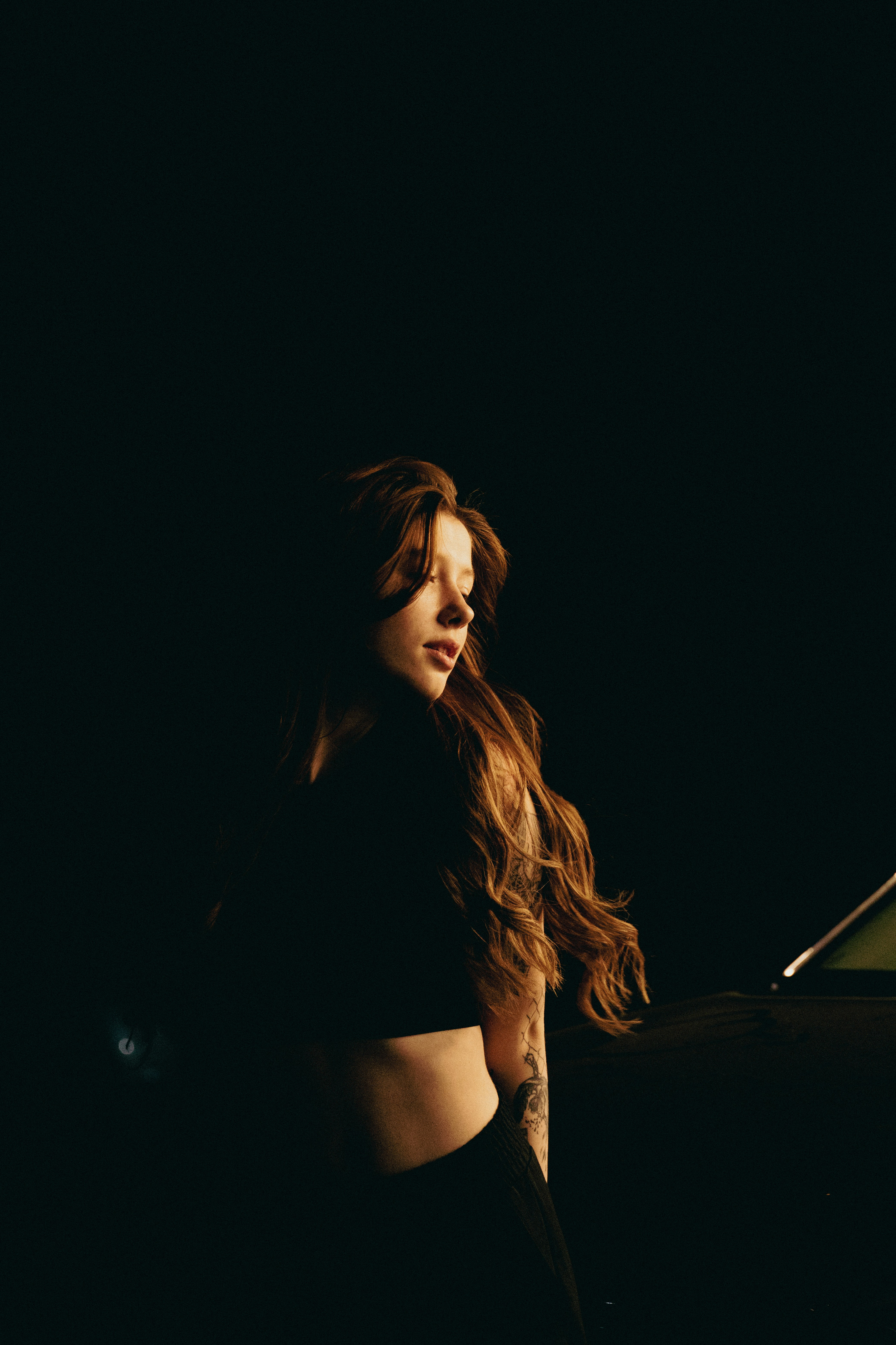 a woman with long hair