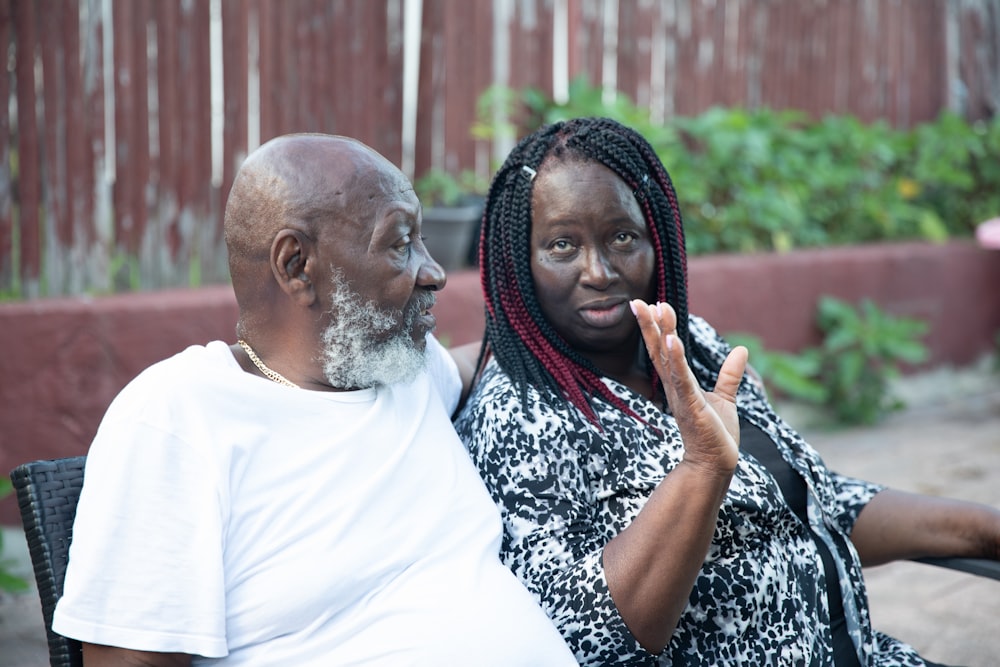 a man and woman sitting together