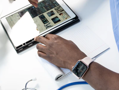 a person using a tablet