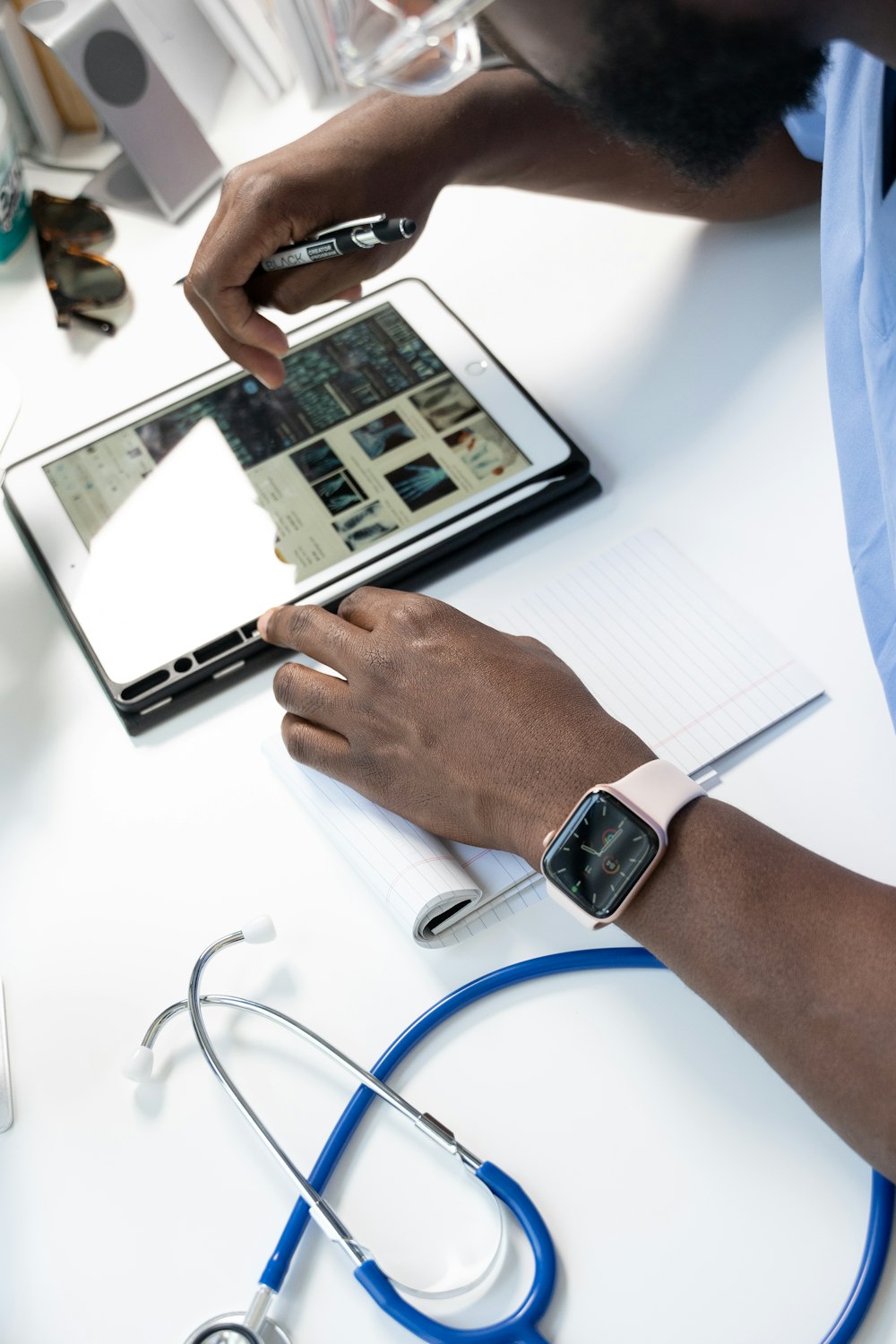 a person using a tablet