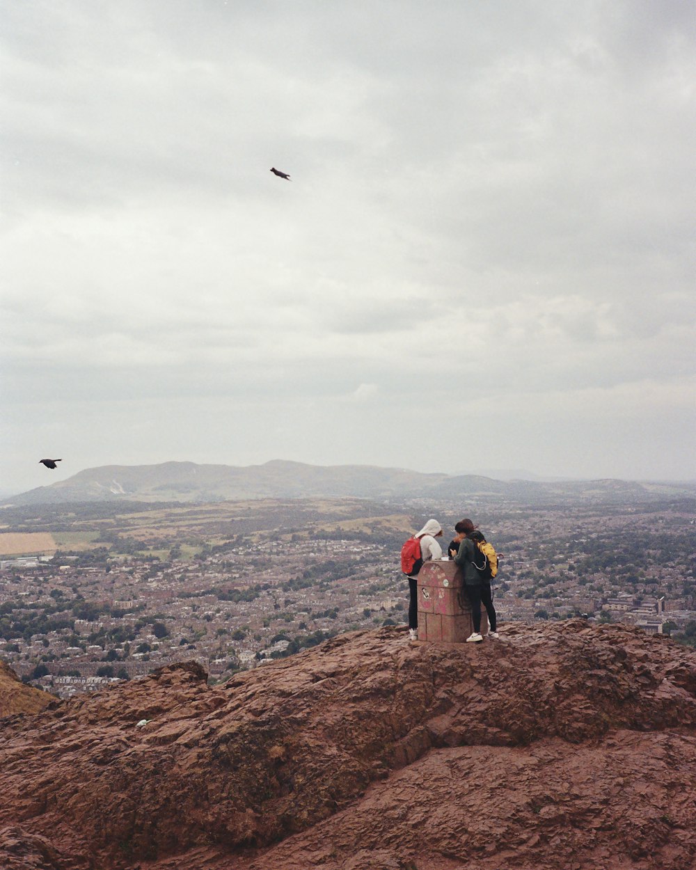 a group of people on a mountain