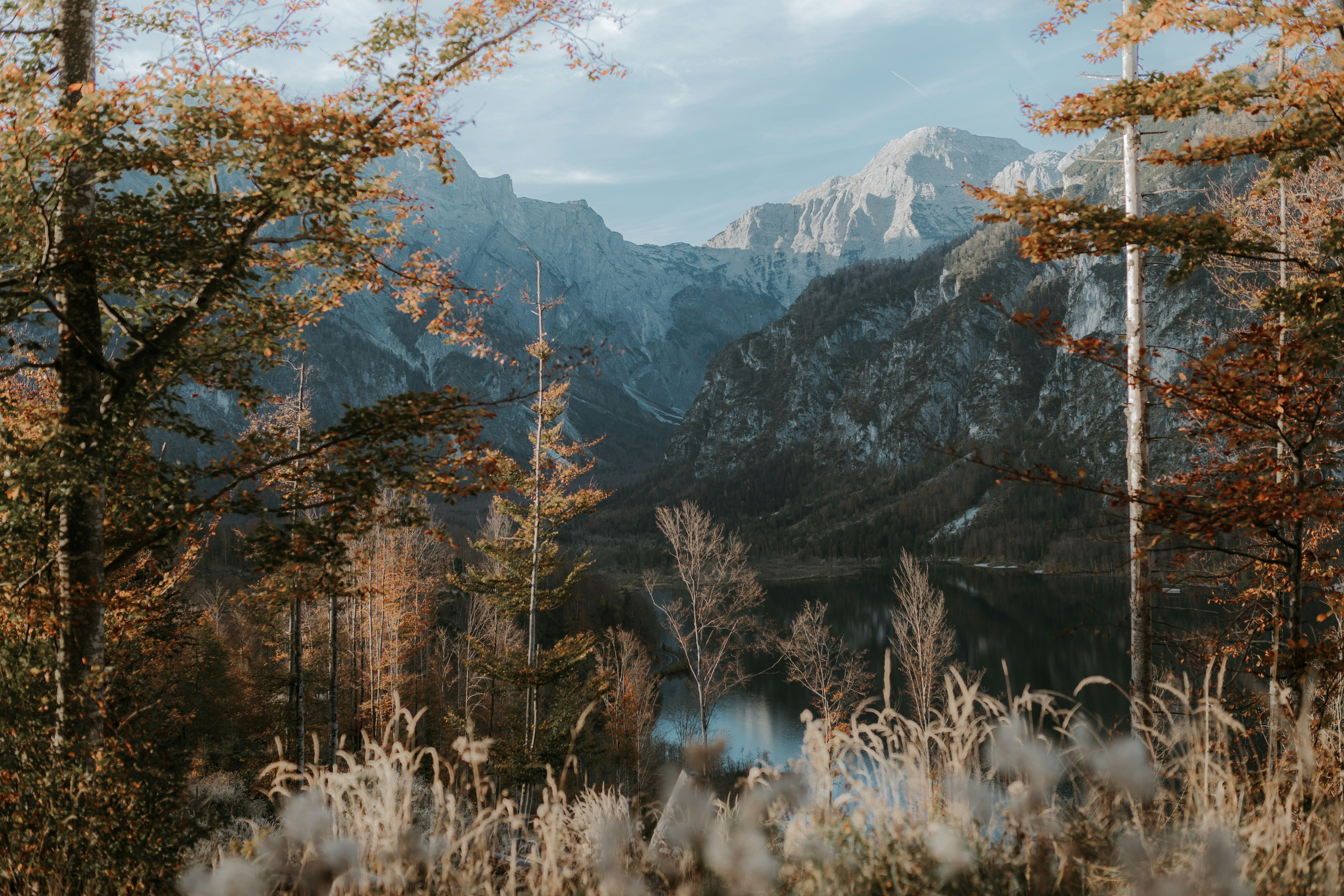 a lake in the mountains, Autumn Days in Grünau Austria