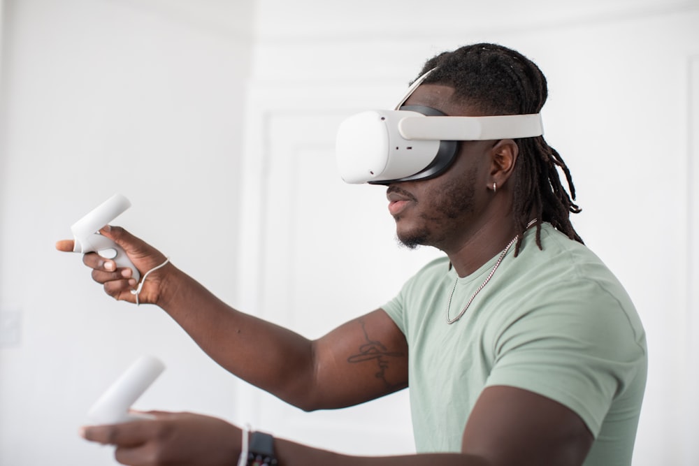 Virtual Reality Gamer Wearing Headset Tethered To A Gaming Pc Stock Photo,  Picture and Royalty Free Image. Image 65440882.