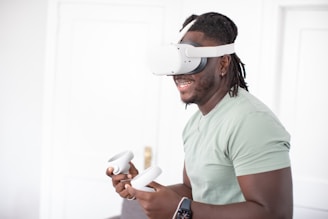 a man wearing a vr headset