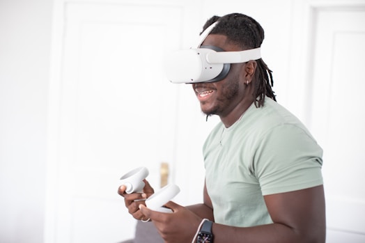a man wearing a vr headset