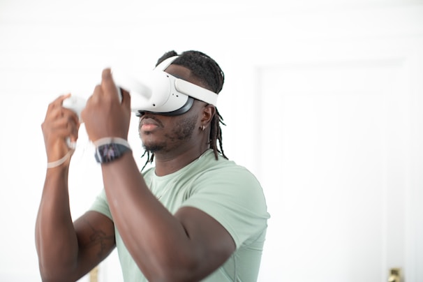 a person wearing a vr headset