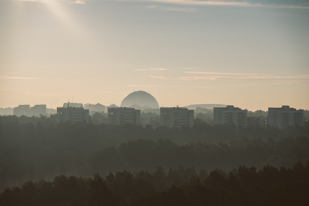 a city with a large dome