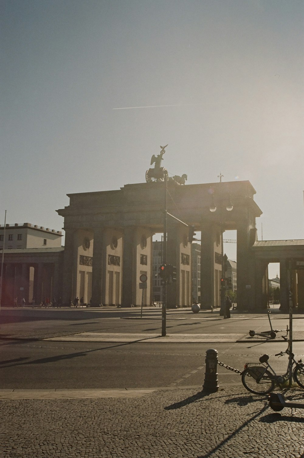 a large building with a statue on top