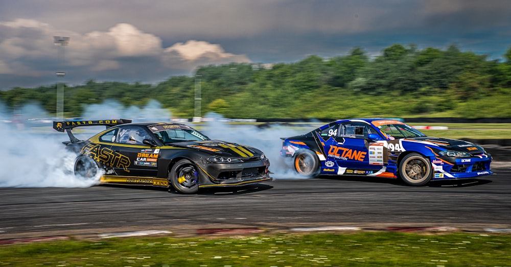 two race cars on a track