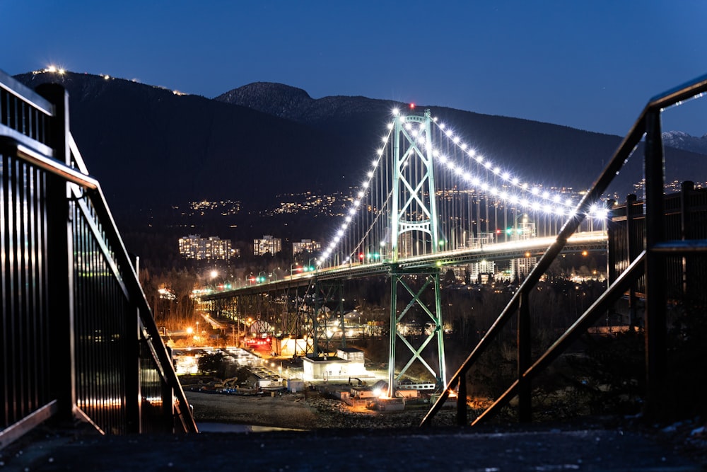 San Francisco–Oakland Bay Bridge with lights at night