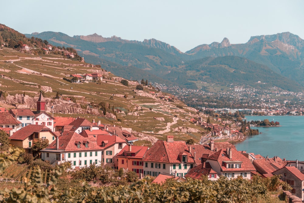 a town next to a body of water