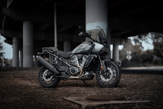 a motorcycle parked in a parking lot