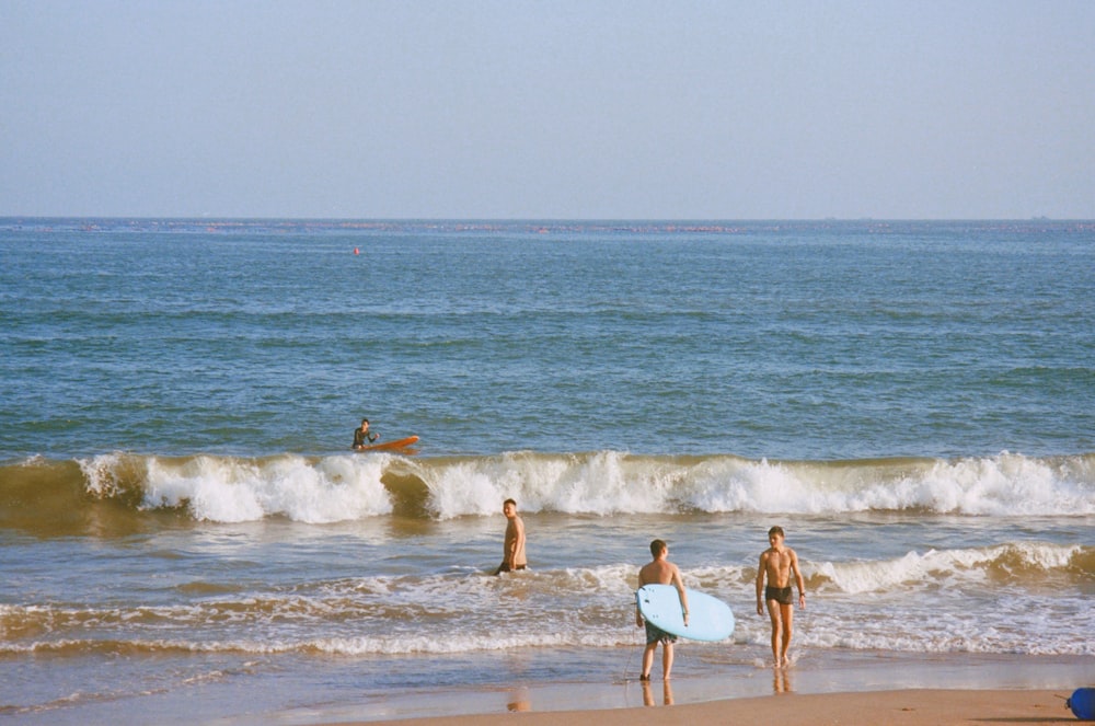 people with surfboards on beach