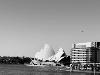 Aerial photo of Düsseldorf Medienhafen with minimalist architectural lines.