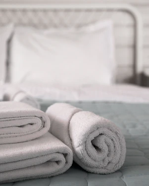 a pair of white gloves