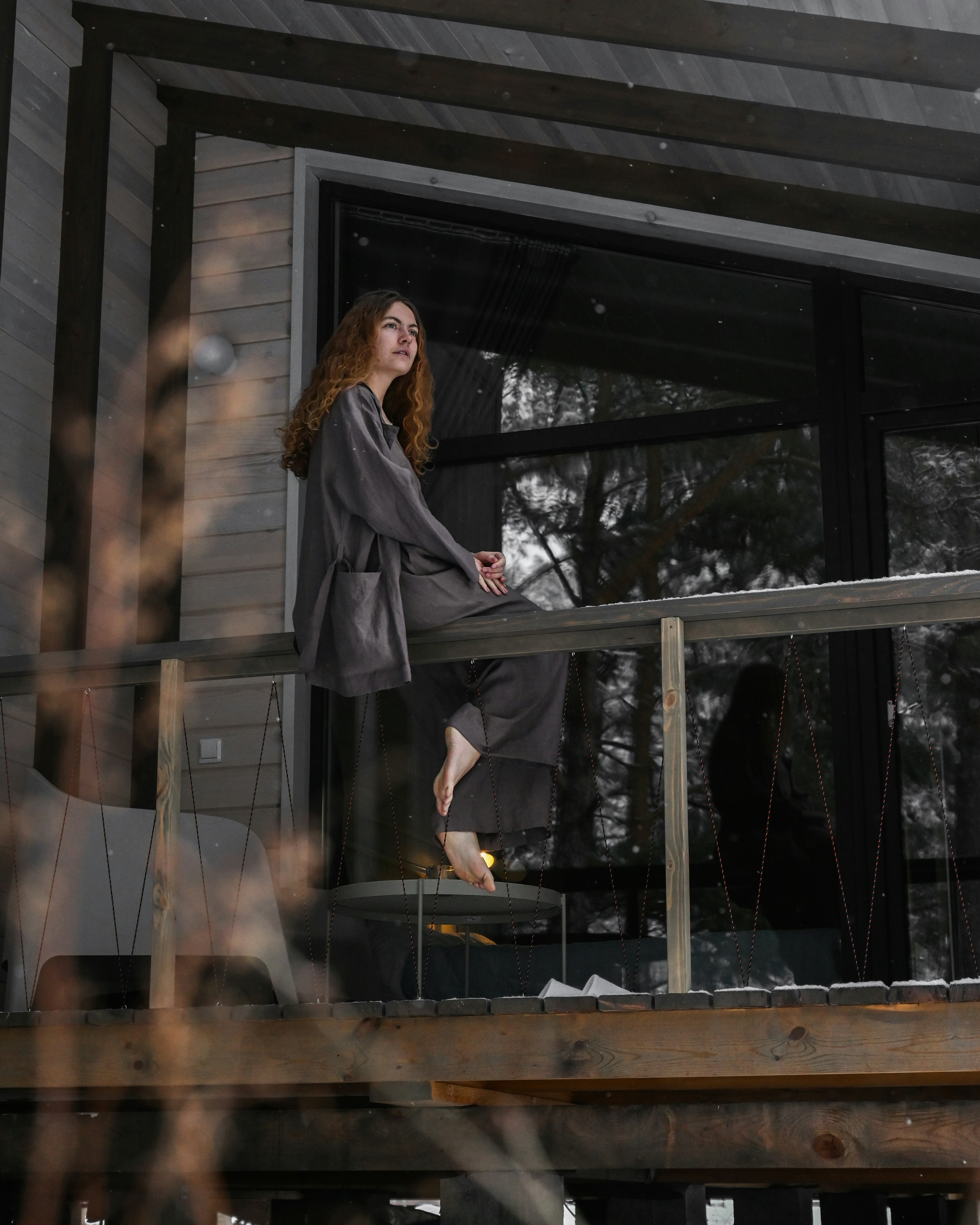 a person standing on a window