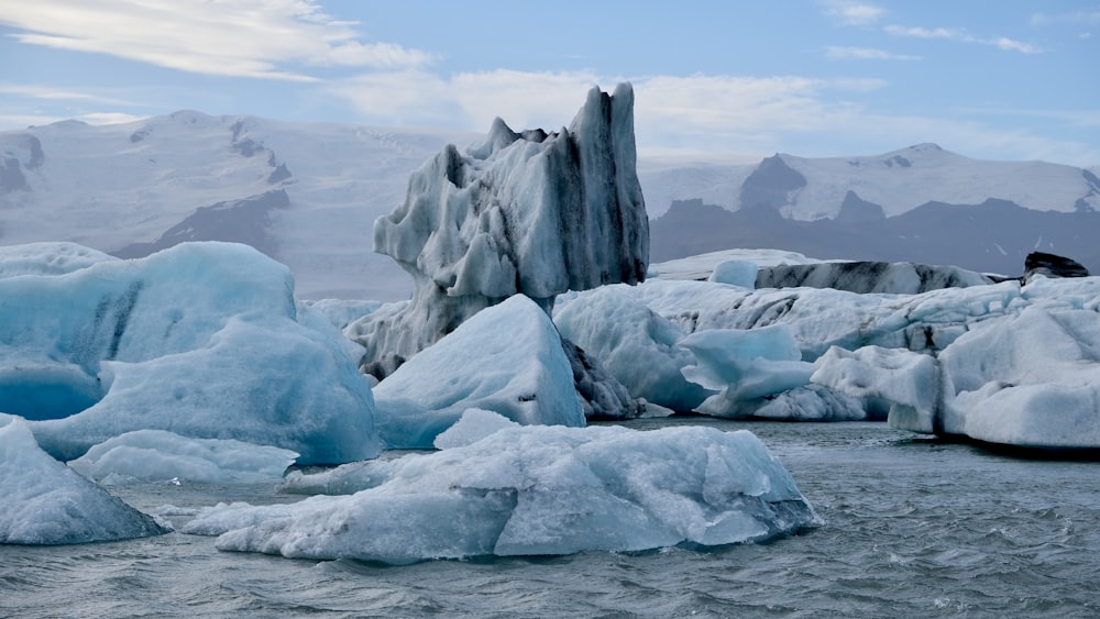 icebergs in the water with Perito Moreno Glacier in the background