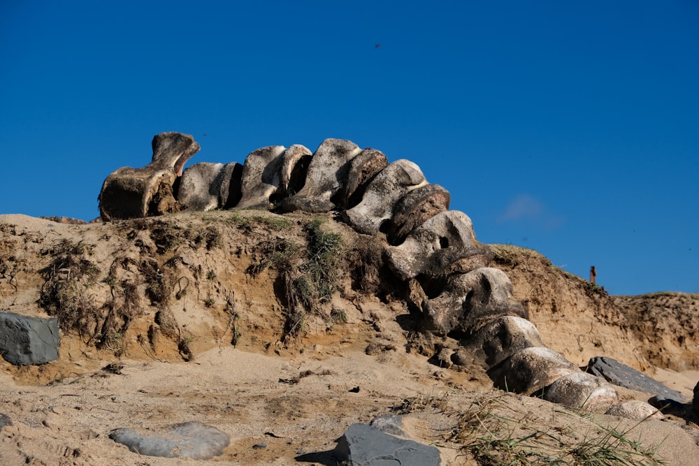 a group of statues on a rocky hill