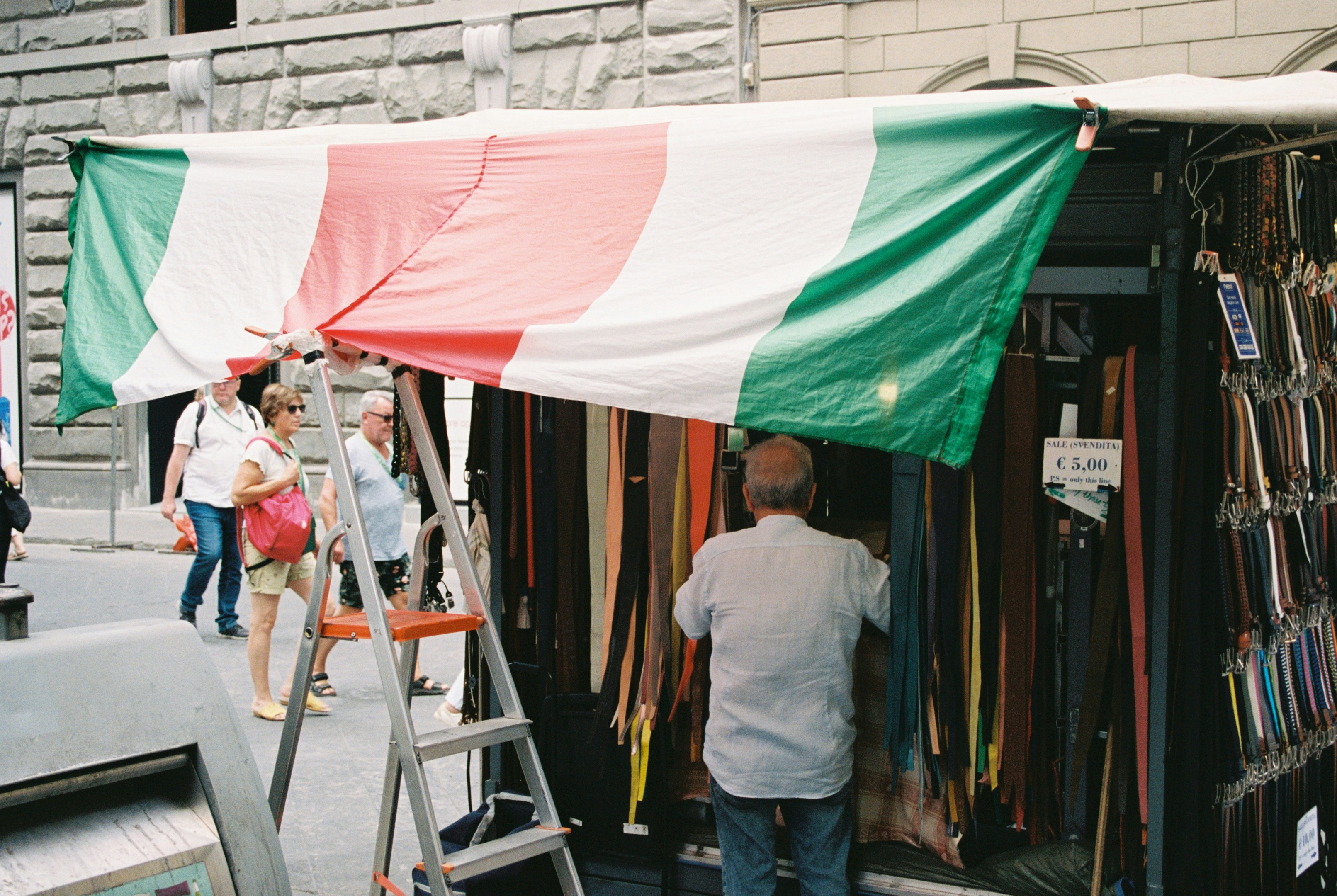 a person painting a flag