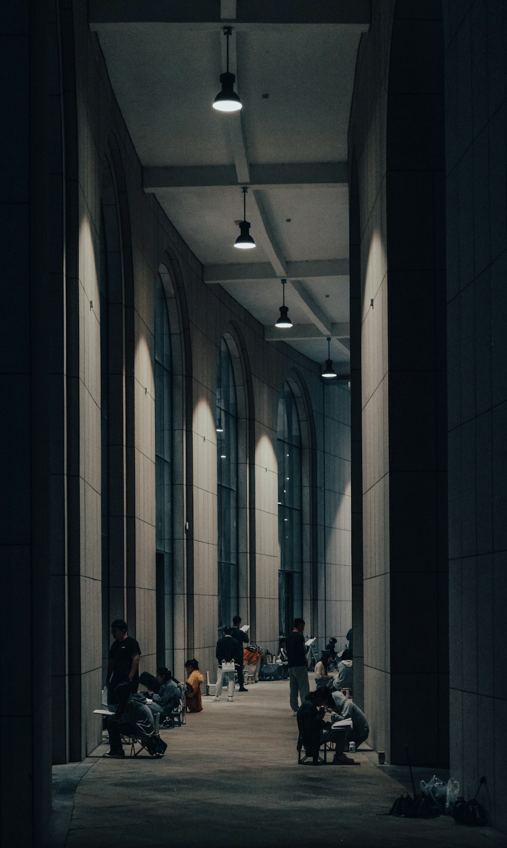 people in a large building