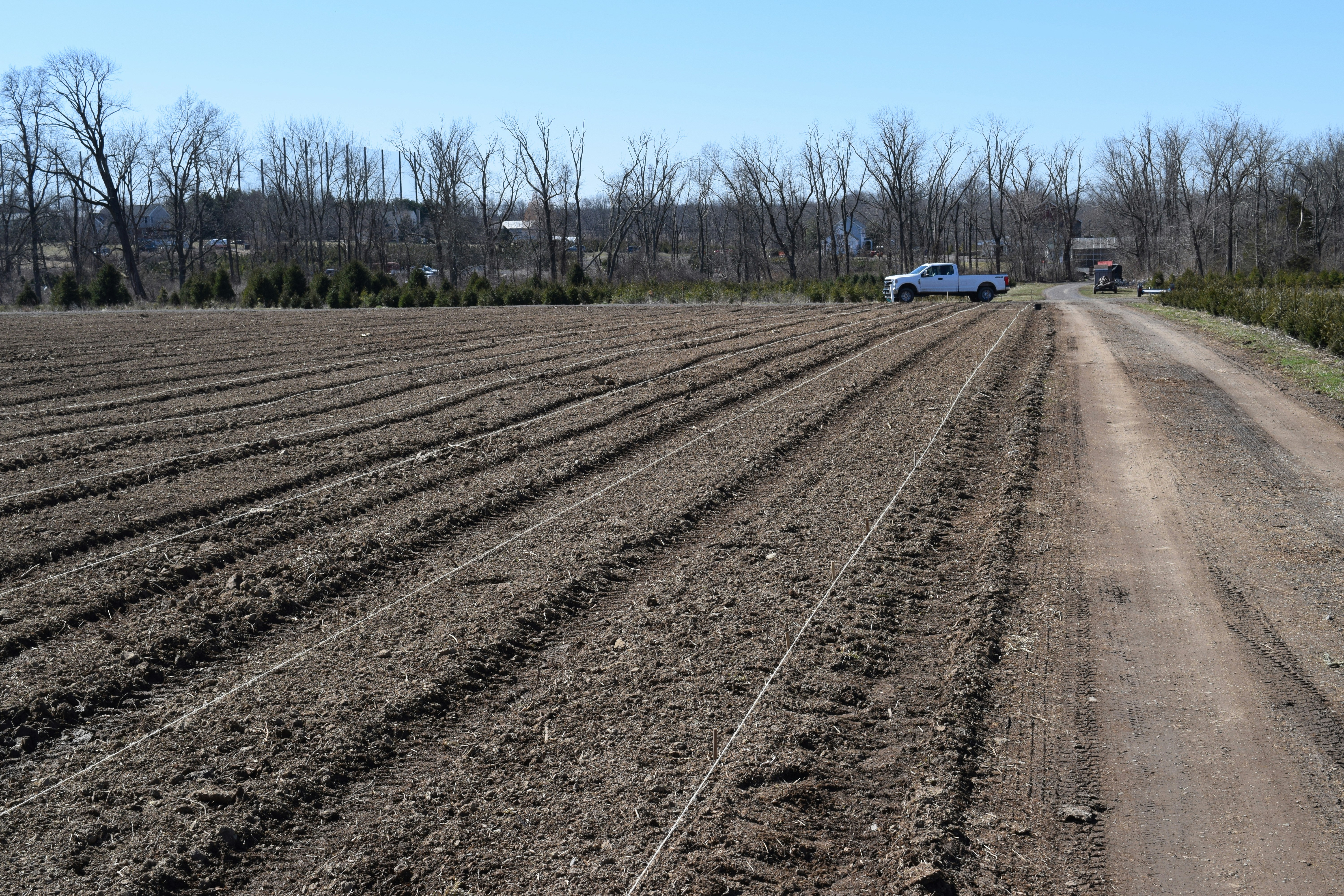 a dirt road with a car on it and a car on the side