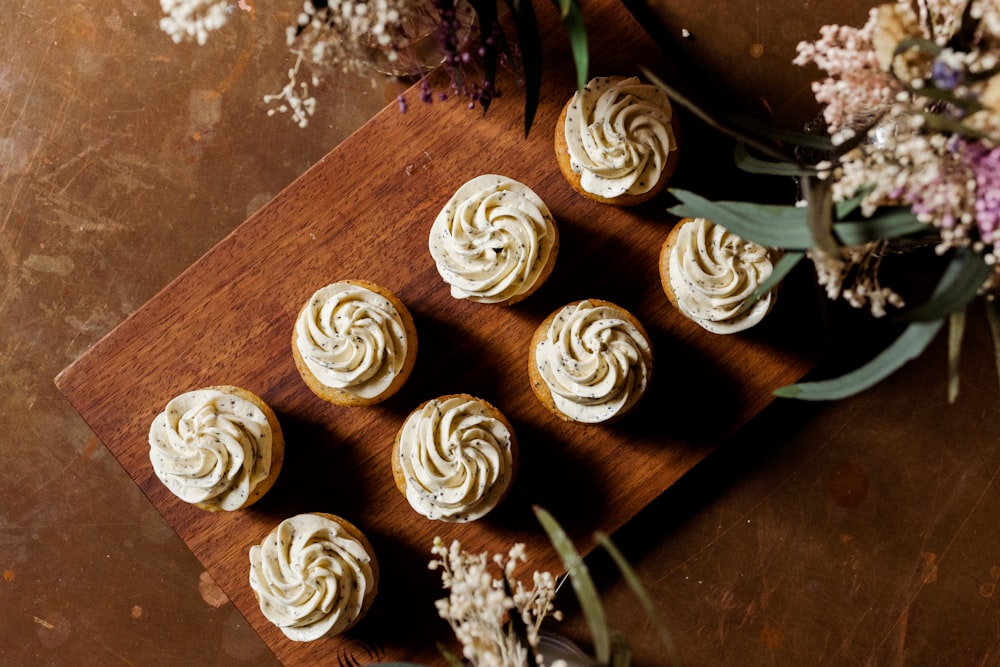 a group of cupcakes on a table