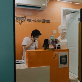 a person in a white lab coat